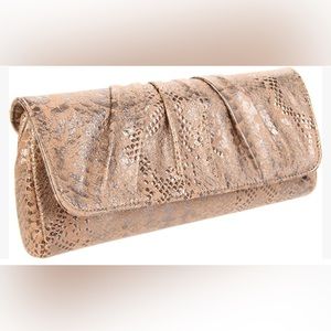 Lauren Merkin Caroline clutch in Beige/Pewter Python Metallic